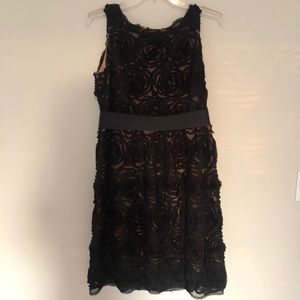 Lela Rose for HSN Black Nude Rosette Dress LBD